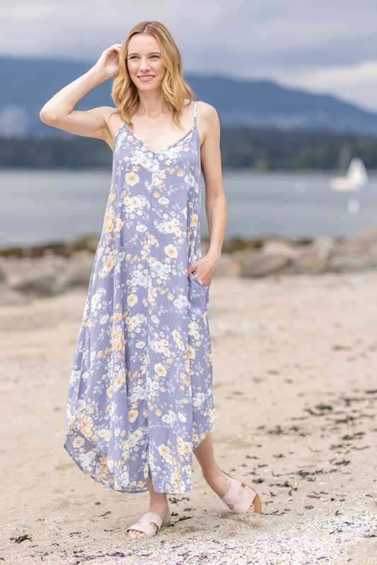 PD-14657 - Floral Print Maxi Dress with Pockets